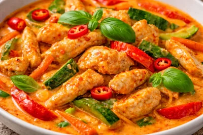 Fakeaway Kyckling i röd curry med ris