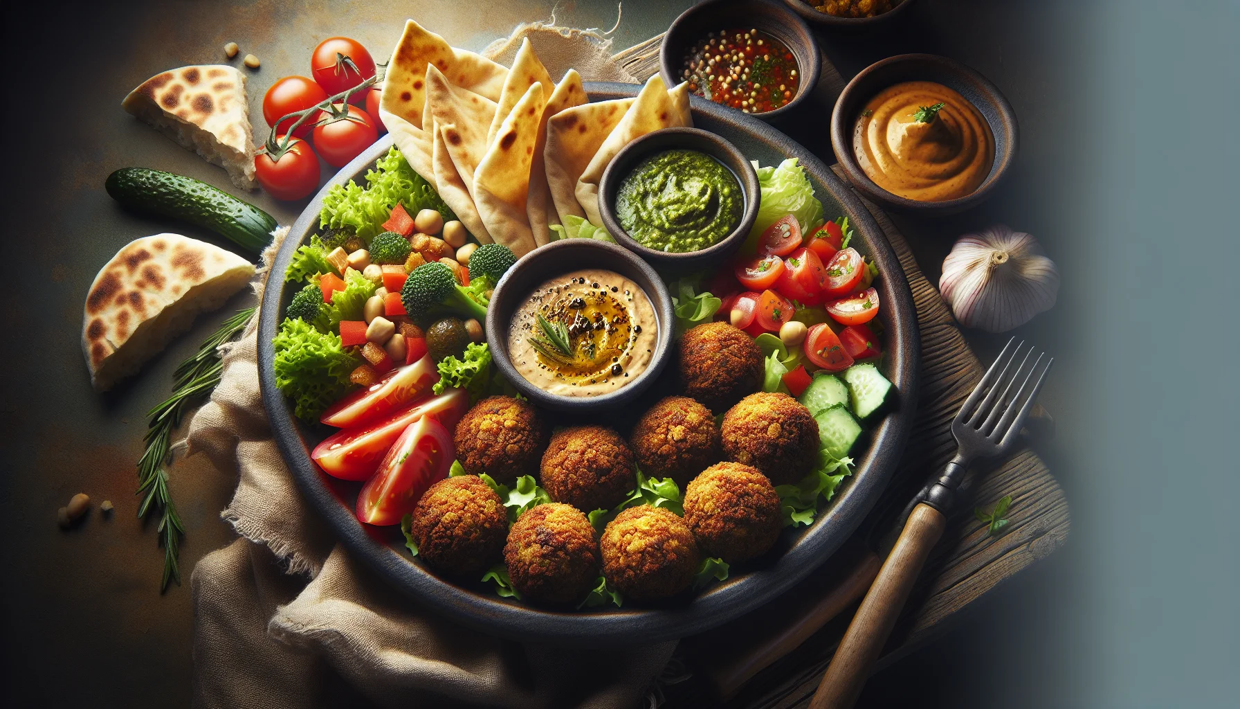 Falafel med tillbehör