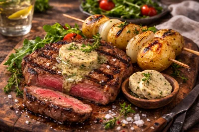 Grillad entrecôte med ansjovissmör