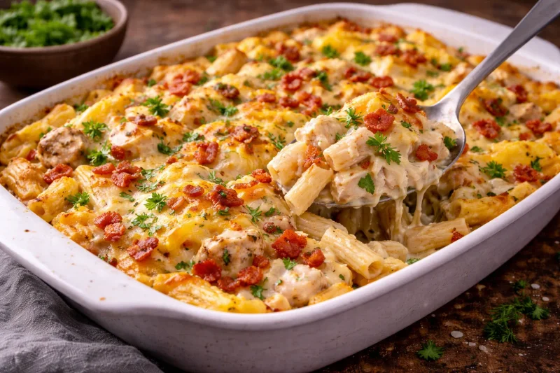 Krämig pastagratäng med kyckling – Familjens favorit