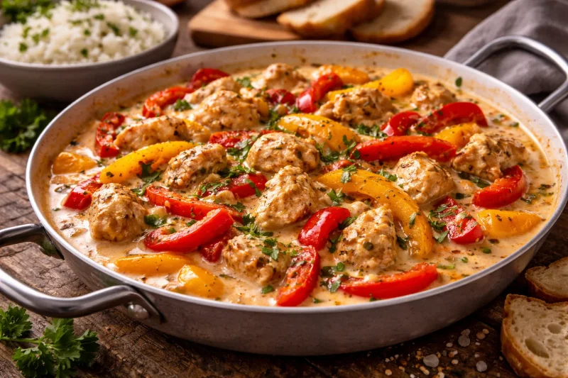 Kycklinggryta med paprika och grädde – Familjens favoritrecept