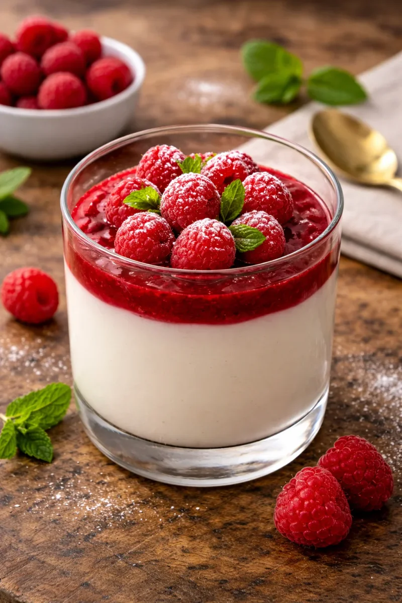 Pannacotta med hallon