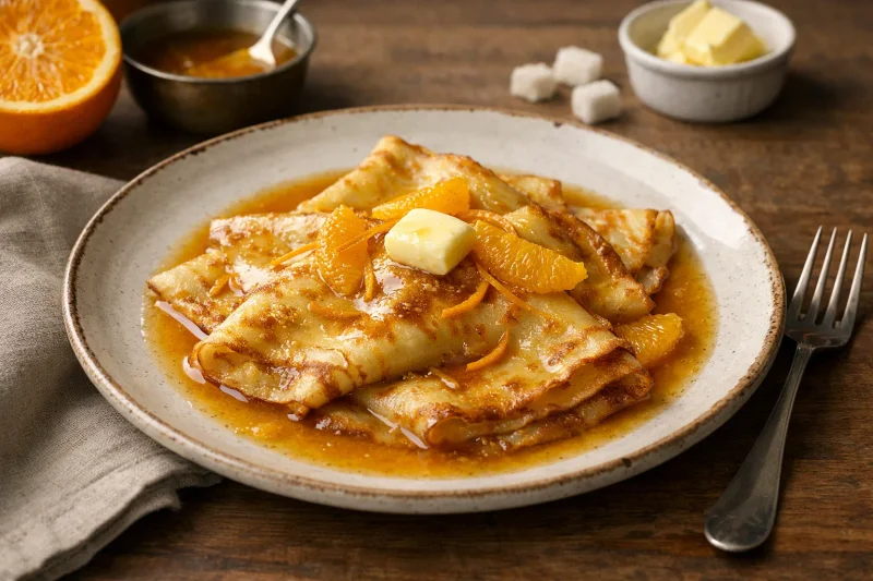 Crêpes Suzette – Klassiska franska crêpes med apelsinsås