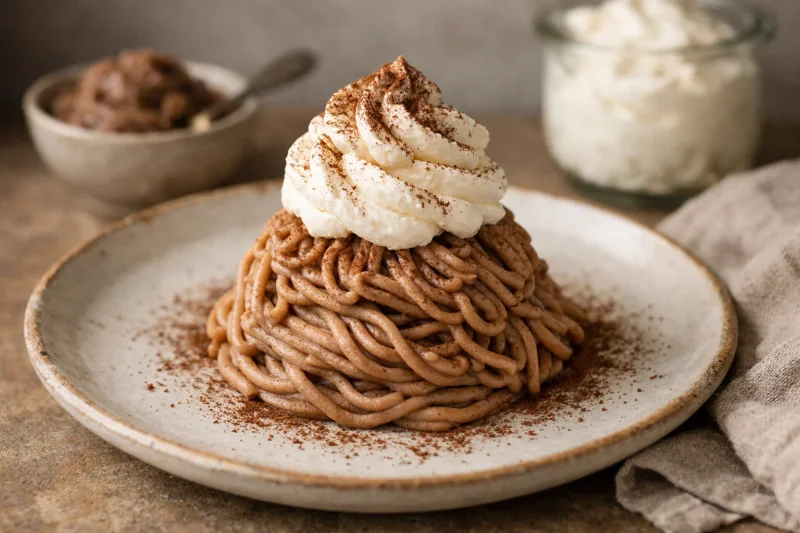 Franskt Mont Blanc – Kastanjepuré och vispgrädde