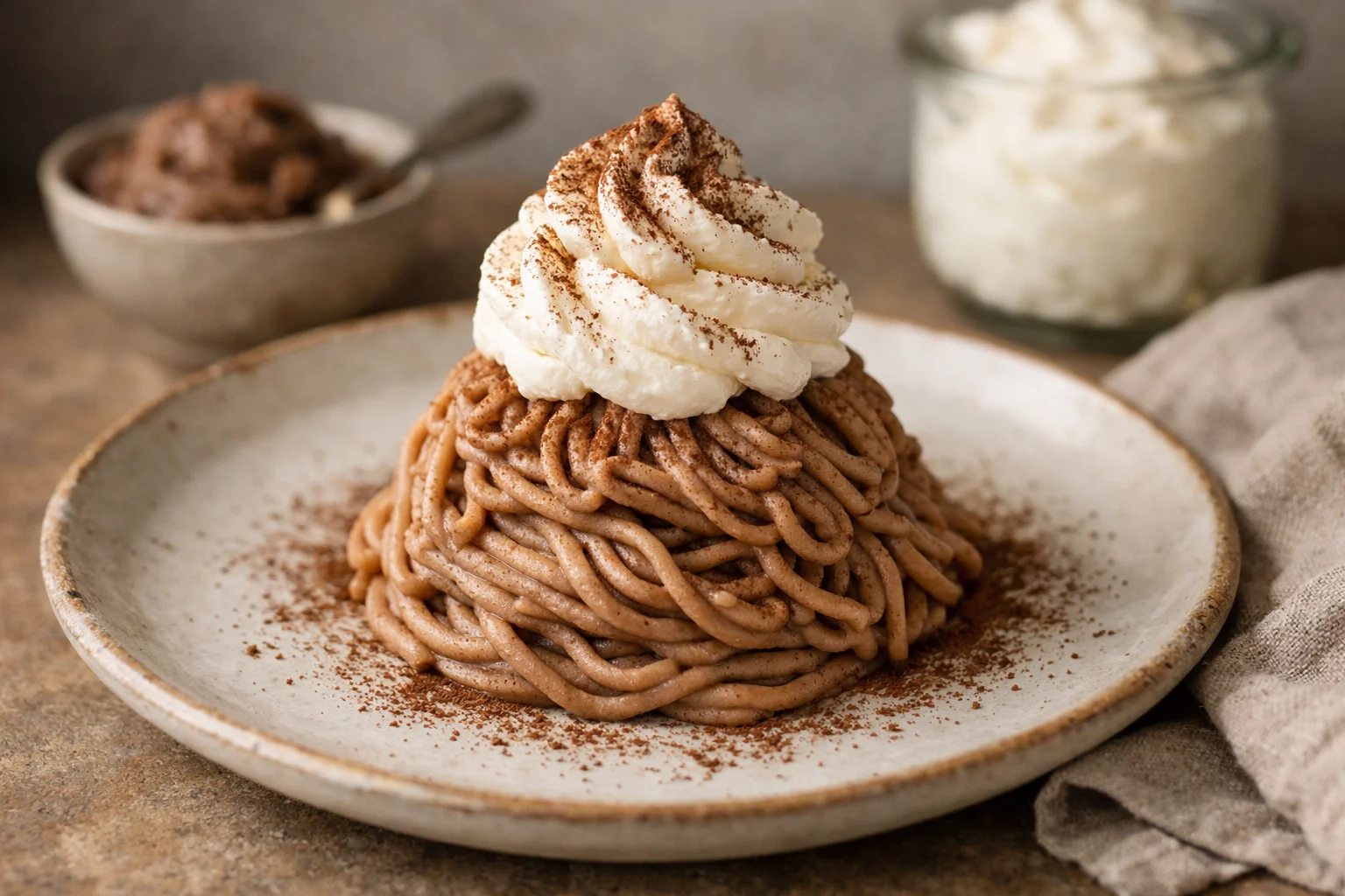 Franskt Mont Blanc – Kastanjepuré och vispgrädde