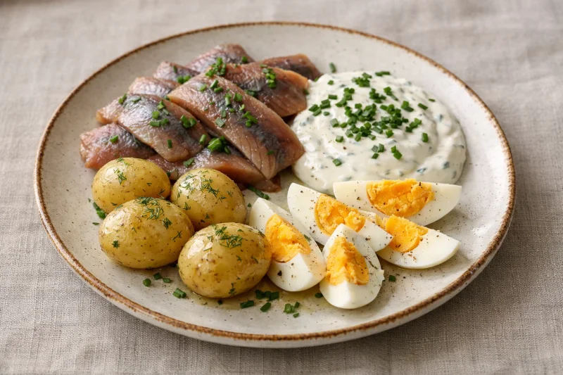 Matjesill med gräddfil och gräslök