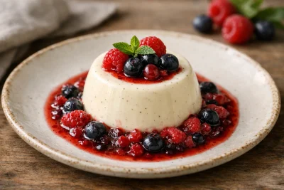 Panna Cotta med Vanilj och Bärkompott