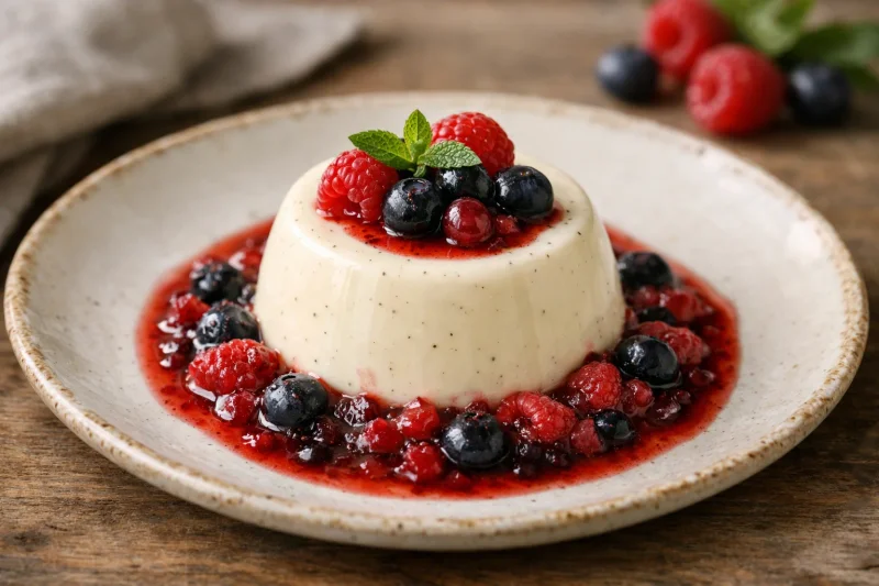 Panna Cotta med Vanilj och Bärkompott