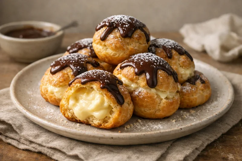 Profiteroles – Läckra Franska Bakverk fyllda med Krämig Vaniljfyllning