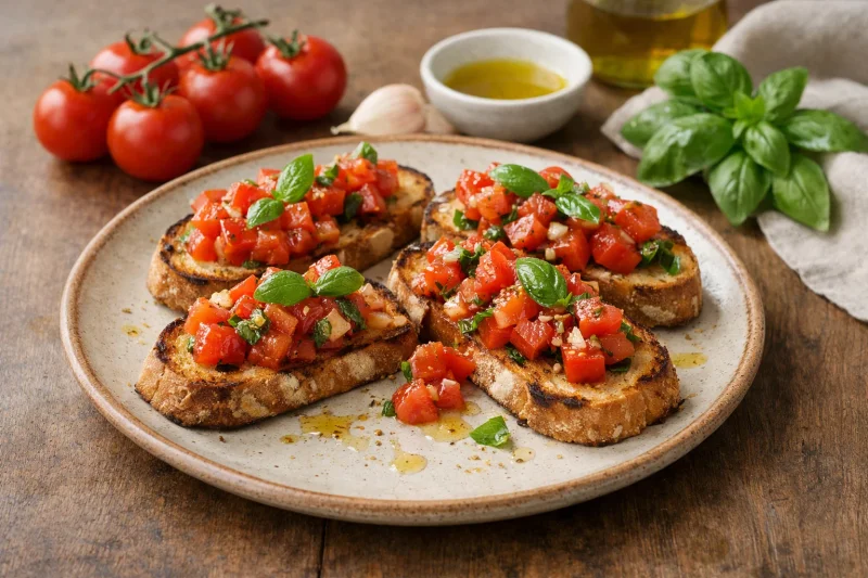Bruschetta med tomat och basilika – klassiskt italienskt recept