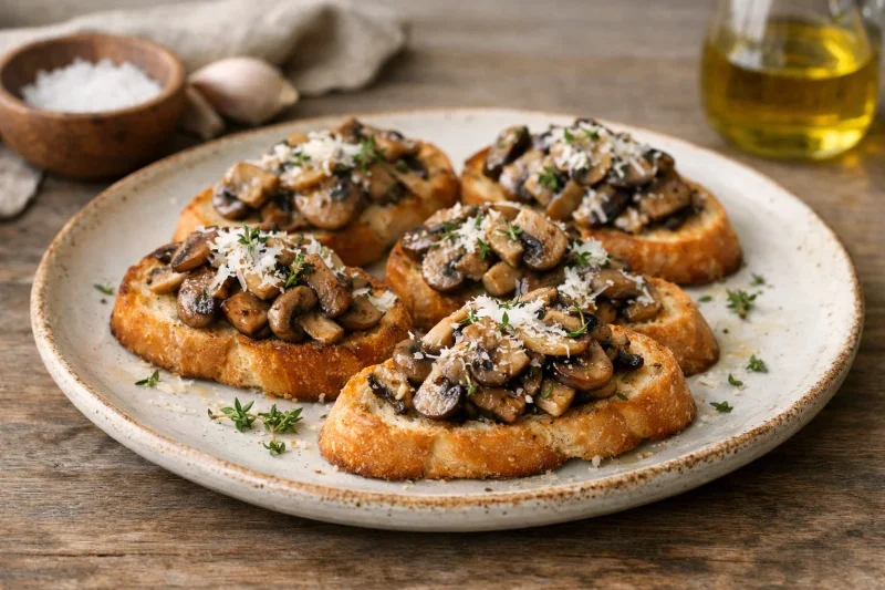 Crostini med svamp och timjan – lyxig förrätt