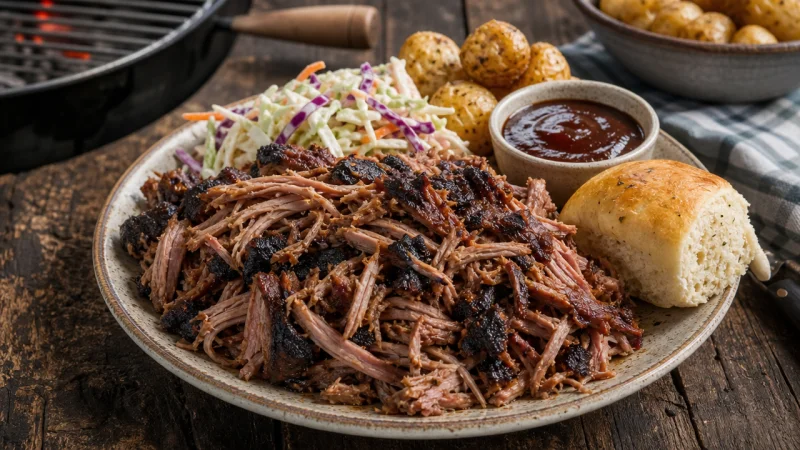 Hemlagad pulled pork på kolgrill med rotisserie och fläskkarré