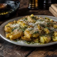Smashad potatis med parmesan och örtolja - Billig lyx